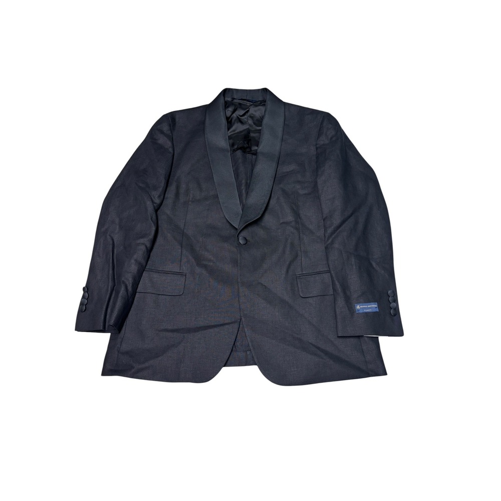 NWOT Brooks Brothers Classic Black 100% Linen Tuxedo Jacket Shawl Lapel Mens 44S